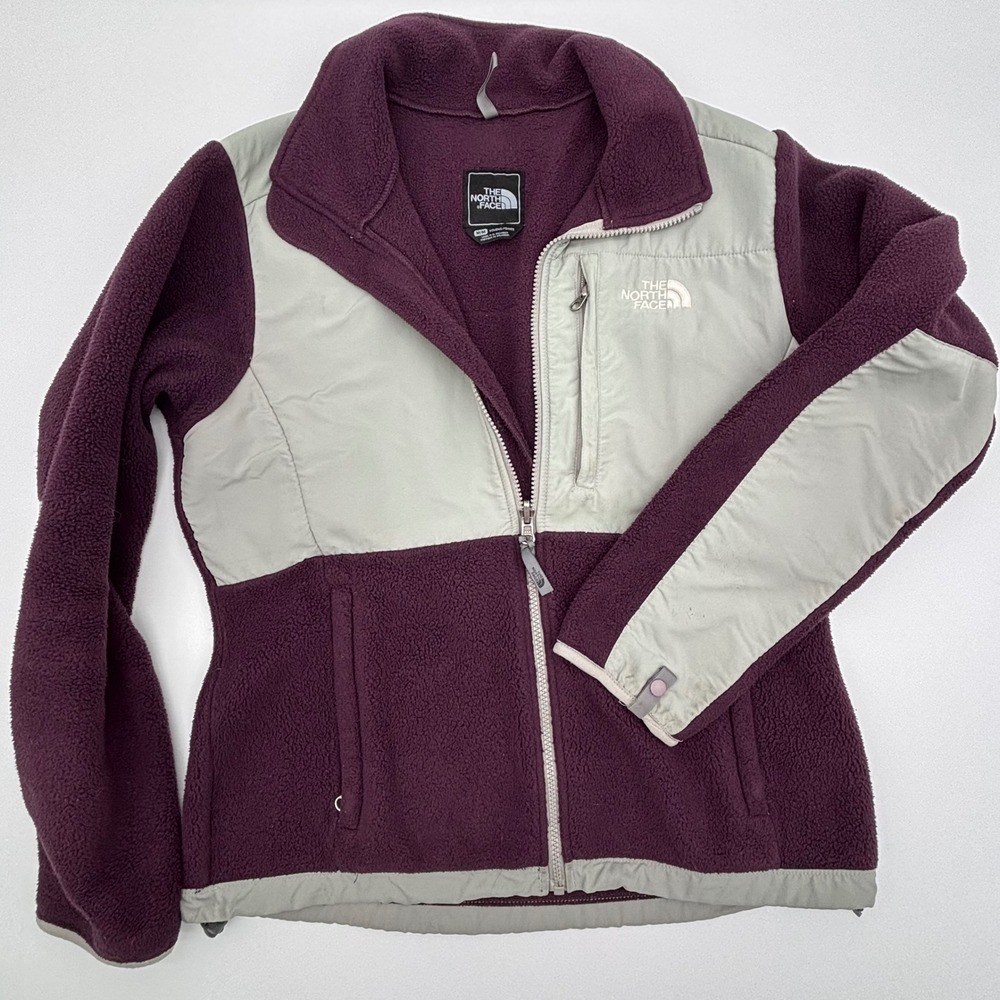 The North Face Fleece Jacket Womens Medium M Purple Grey Zip Up Pocket - Picture 2 of 12